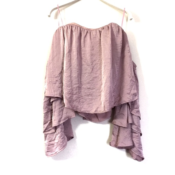 Nordstrom Tops - 4Sienna Pink Tiered Sleeve Off shoulder Satin Top